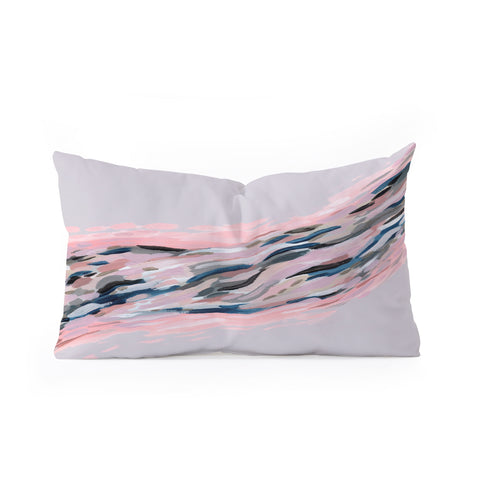 Laura Fedorowicz Pink Flutter on Grey Oblong Throw Pillow