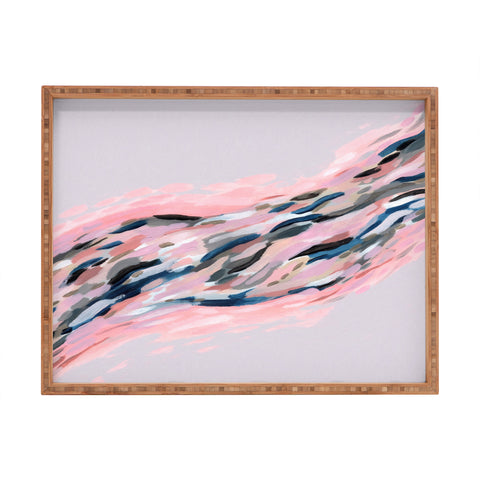 Laura Fedorowicz Pink Flutter on Grey Rectangular Tray