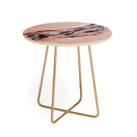 Laura Fedorowicz Pink Flutter on Grey Round Side Table