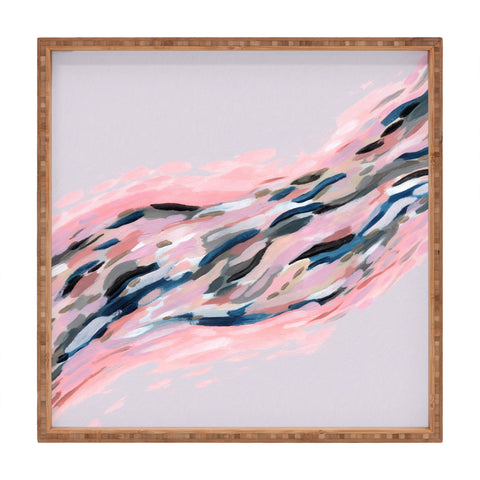 Laura Fedorowicz Pink Flutter on Grey Square Tray
