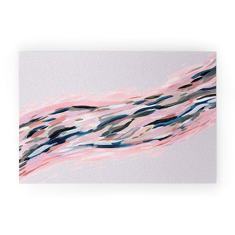 Laura Fedorowicz Pink Flutter on Grey Welcome Mat