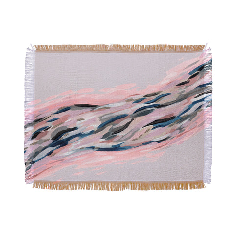 Laura Fedorowicz Pink Flutter on Grey Throw Blanket