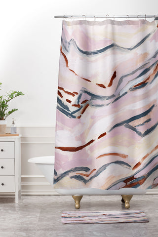 Laura Fedorowicz Pink Path Shower Curtain And Mat