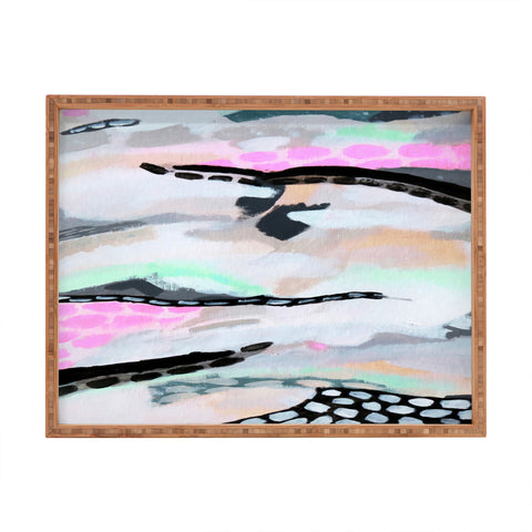 Laura Fedorowicz Rolling Abstract Lilac and Mint Rectangular Tray
