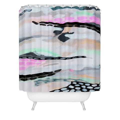 Laura Fedorowicz Rolling Abstract Lilac and Mint Shower Curtain