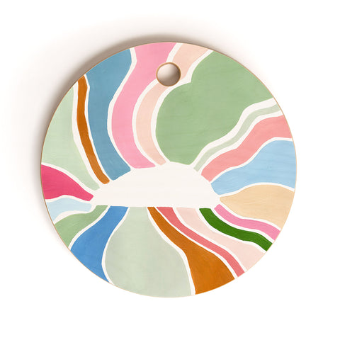 Laura Fedorowicz Sunburst White Center Cutting Board Round