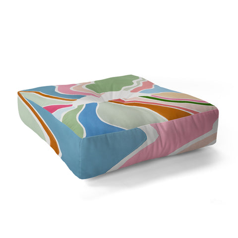 Laura Fedorowicz Sunburst White Center Floor Pillow Square