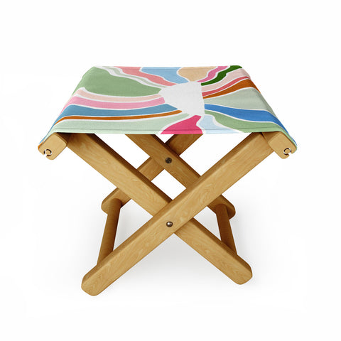 Laura Fedorowicz Sunburst White Center Folding Stool