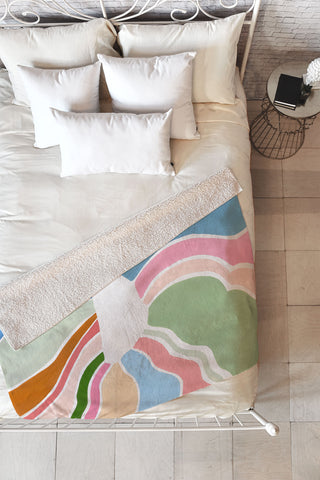 Laura Fedorowicz Sunburst White Center Fleece Throw Blanket