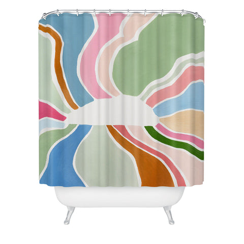 Laura Fedorowicz Sunburst White Center Shower Curtain