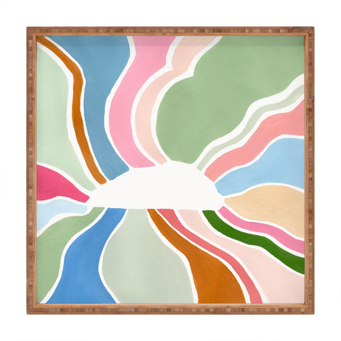Laura Fedorowicz Sunburst White Center Square Tray