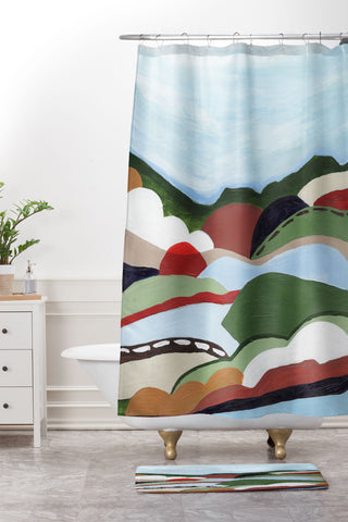 Laura Fedorowicz To the Hills Shower Curtain And Mat