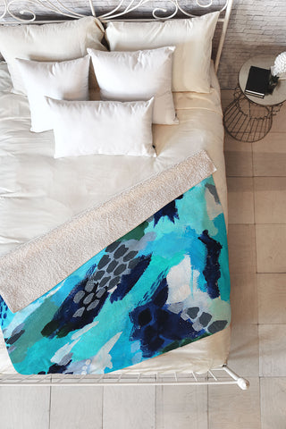 Laura Fedorowicz Turquoise Wonder Fleece Throw Blanket