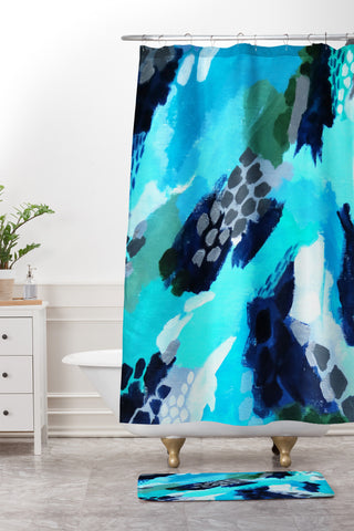 Laura Fedorowicz Turquoise Wonder Shower Curtain And Mat