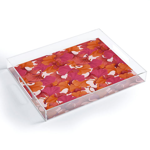Laura Graves Autumn ginkgo leaves Acrylic Tray