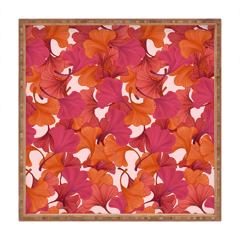 Laura Graves Autumn ginkgo leaves Square Tray
