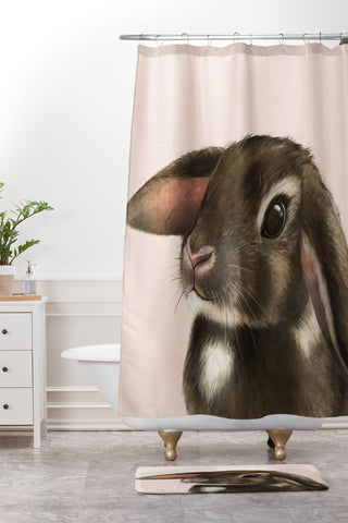 Laura Graves baby bunny Shower Curtain And Mat