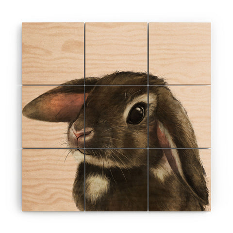 Laura Graves baby bunny Wood Wall Mural