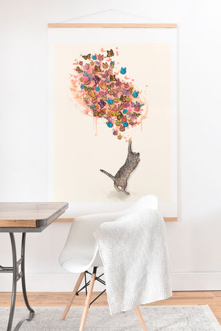 Laura Graves catching butterflies Art Print And Hanger