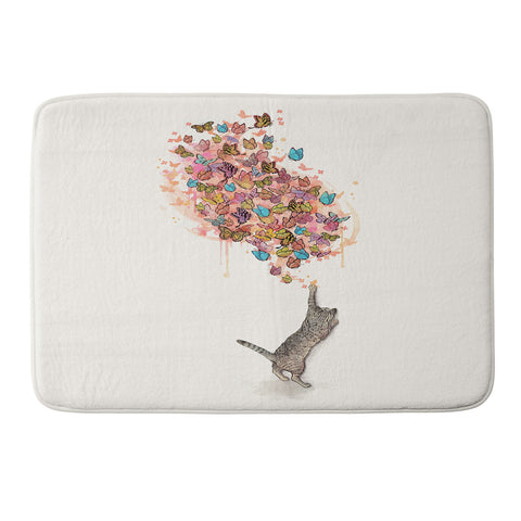Laura Graves catching butterflies Memory Foam Bath Mat
