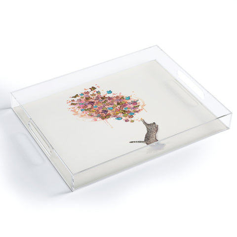 Laura Graves catching butterflies Acrylic Tray