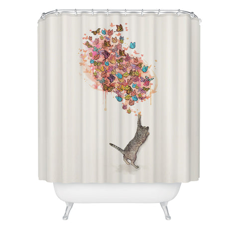 Laura Graves catching butterflies Shower Curtain