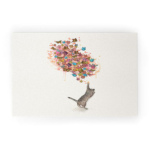 Laura Graves catching butterflies Welcome Mat