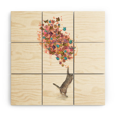 Laura Graves catching butterflies Wood Wall Mural