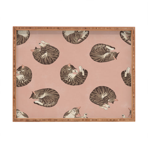 Laura Graves polka dot cats Rectangular Tray