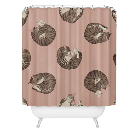 Laura Graves polka dot cats Shower Curtain