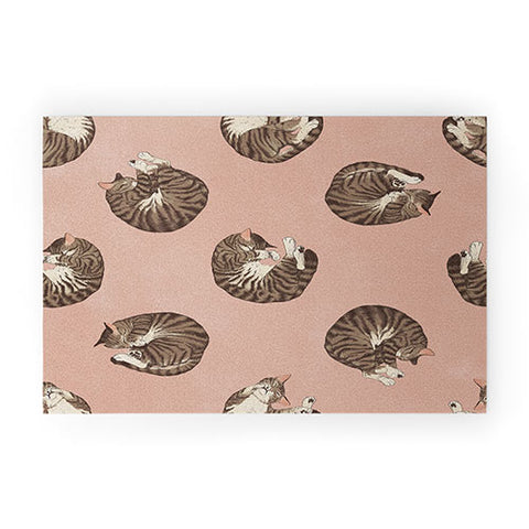 Laura Graves polka dot cats Welcome Mat
