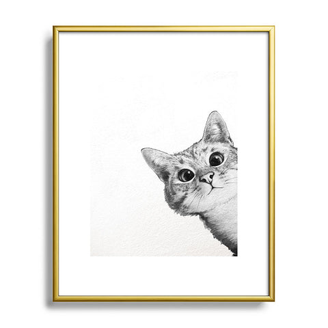 Laura Graves Sneaky Cat Metal Framed Art Print