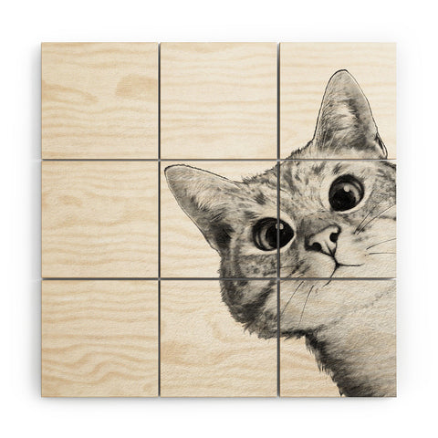 Laura Graves Sneaky Cat Wood Wall Mural