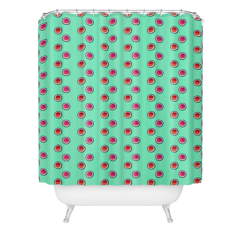 Laura Redburn Circle Spot Dot Mint Shower Curtain