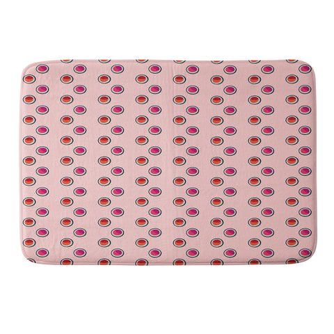 Laura Redburn Circle Spot Dot Pink Memory Foam Bath Mat