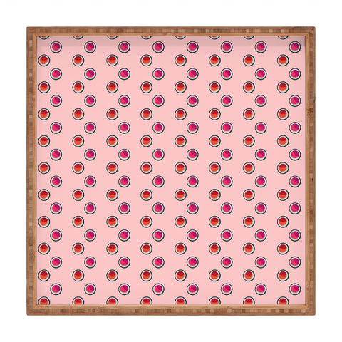 Laura Redburn Circle Spot Dot Pink Square Tray