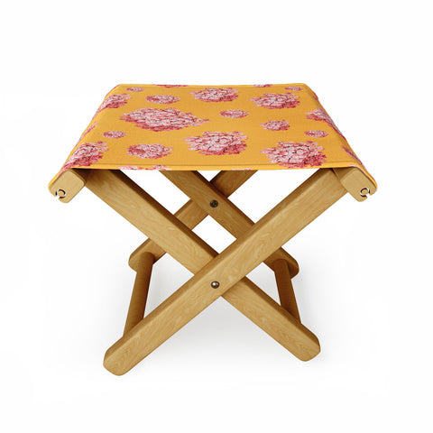 Laura Redburn Hydrangea Orange Folding Stool