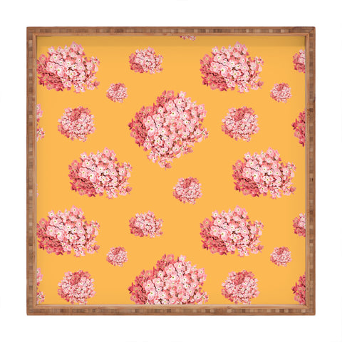 Laura Redburn Hydrangea Orange Square Tray