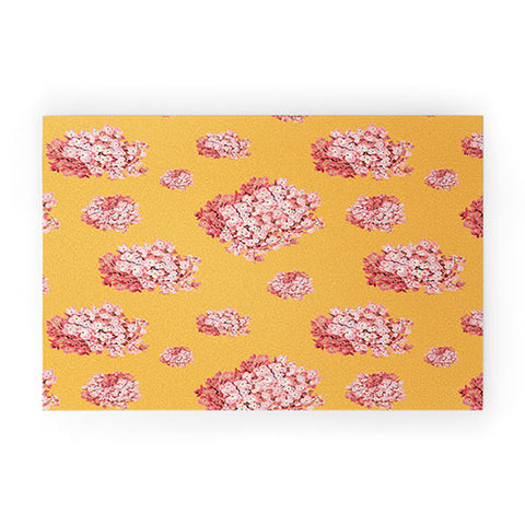 Laura Redburn Hydrangea Orange Welcome Mat