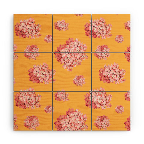 Laura Redburn Hydrangea Orange Wood Wall Mural