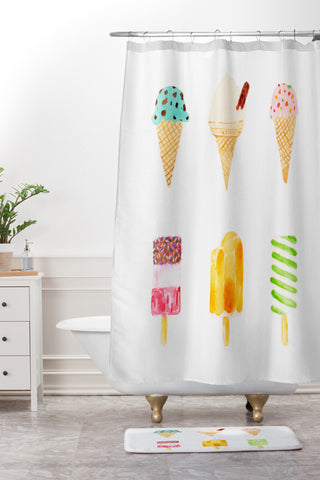 Laura Redburn Ice Cream Selection Shower Curtain And Mat