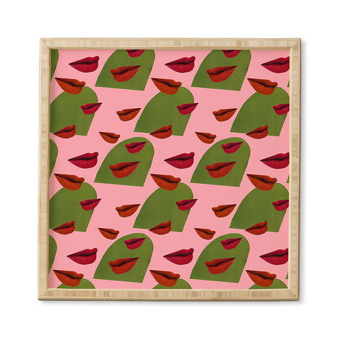 Laura Redburn retro lips Framed Wall Art