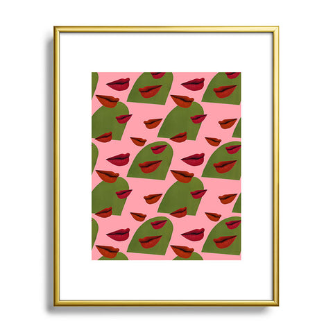 Laura Redburn retro lips Metal Framed Art Print