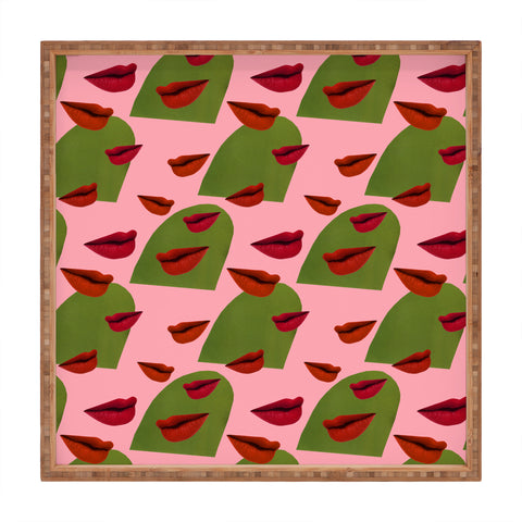 Laura Redburn retro lips Square Tray