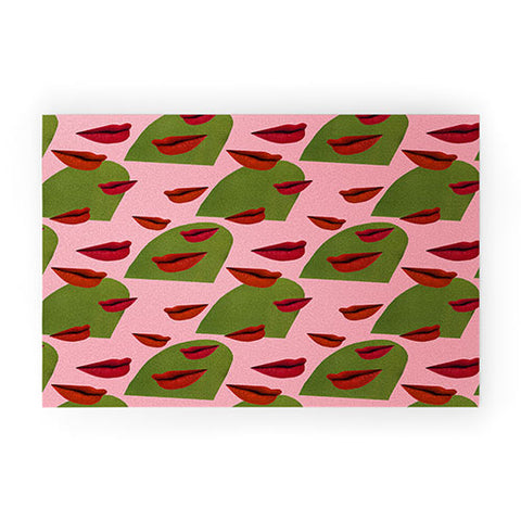 Laura Redburn retro lips Welcome Mat