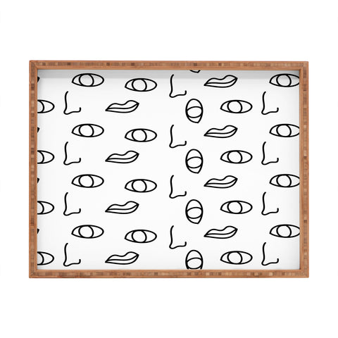 Laura Redburn seeing faces Rectangular Tray