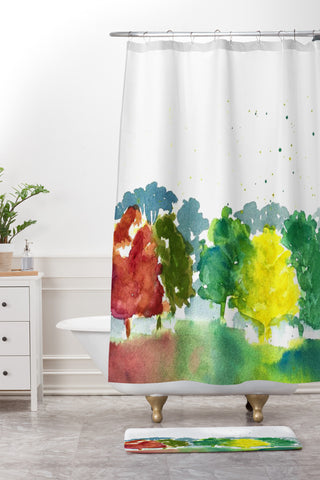 Laura Trevey Autumn Days Shower Curtain And Mat