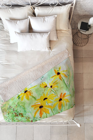 Laura Trevey Black Eyed Susans Fleece Throw Blanket