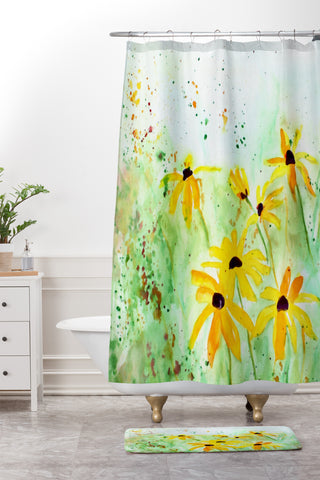 Laura Trevey Black Eyed Susans Shower Curtain And Mat
