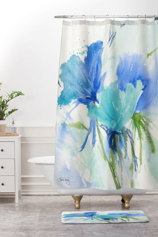 Laura Trevey Blue as the Sea II Shower Curtain And Mat